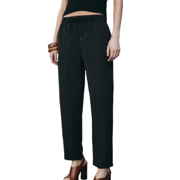 EUC Women's ZARA Flowy Ankle‎ Pants Black | Size M - Picture 1 of 12